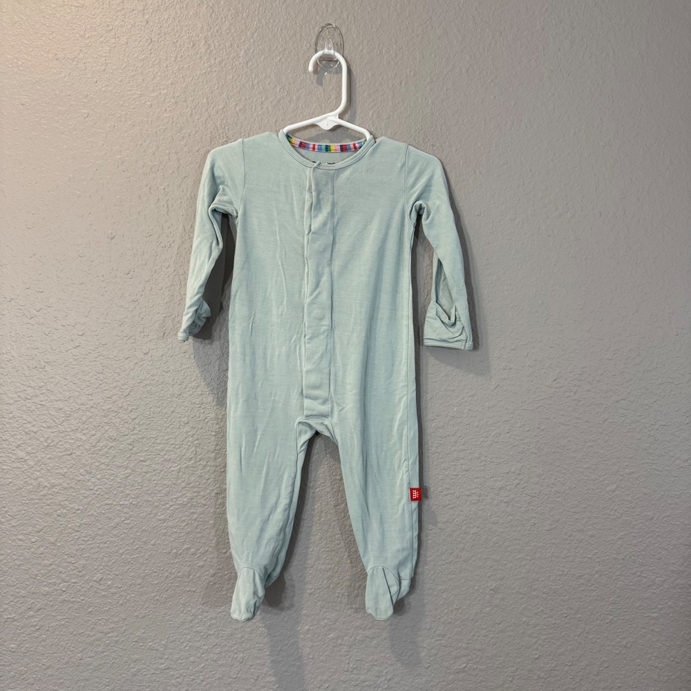 Magnetic Me Baby's Size 3-6 Months Mint Green Modal Magnetic Footie Pajamas